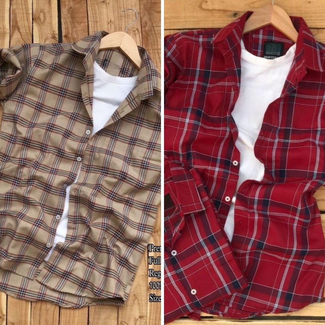 Men's Check Shirt High Quality Combo Pack of 2