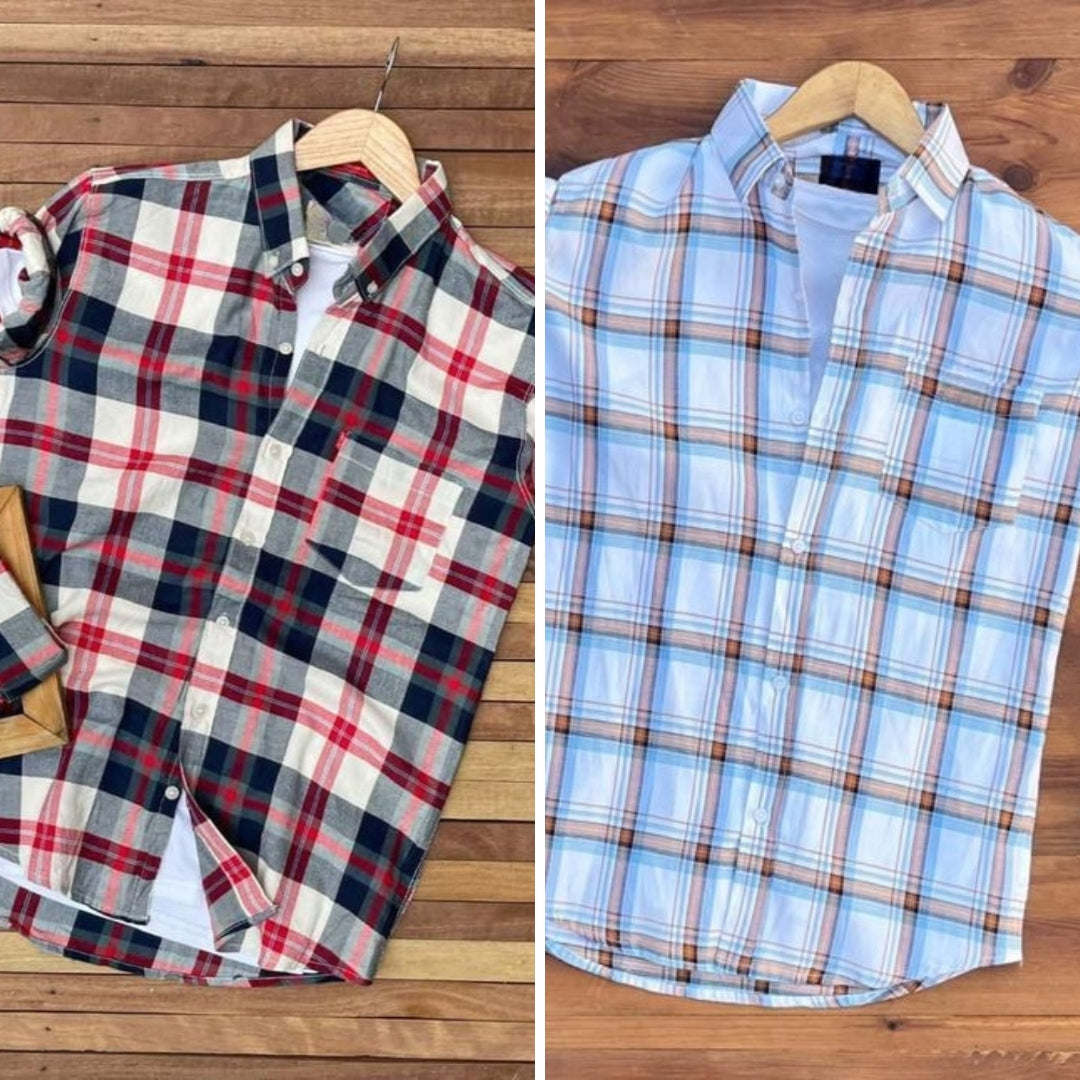 Men's Premium Check Shirt High Quality Combo Pack of 2