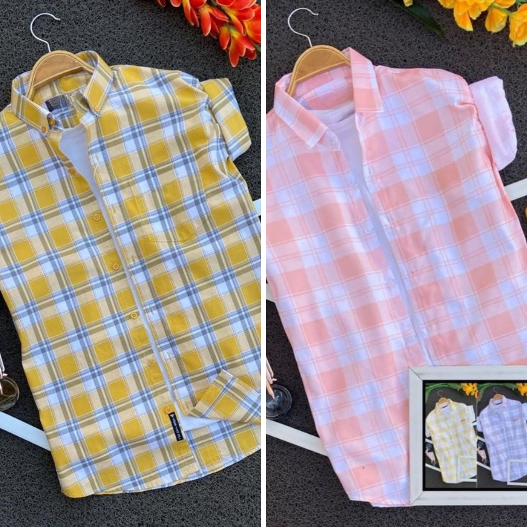 Men's Premium Check Shirt High Quality Combo Pack of 2
