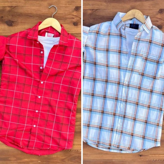 Men's Premium Check Shirt High Quality Combo Pack of 2