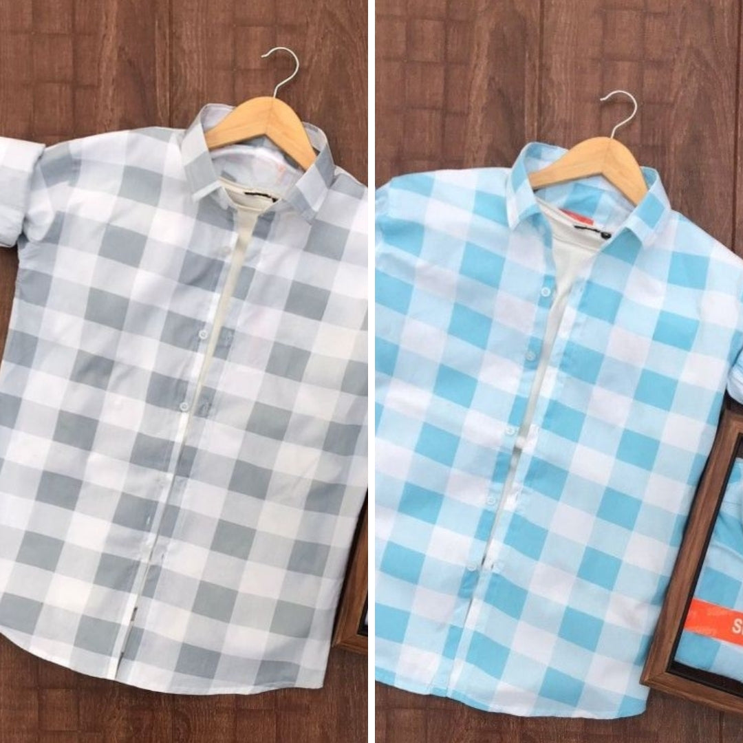 Men's Premium Check Shirt High Quality Combo Pack of 2