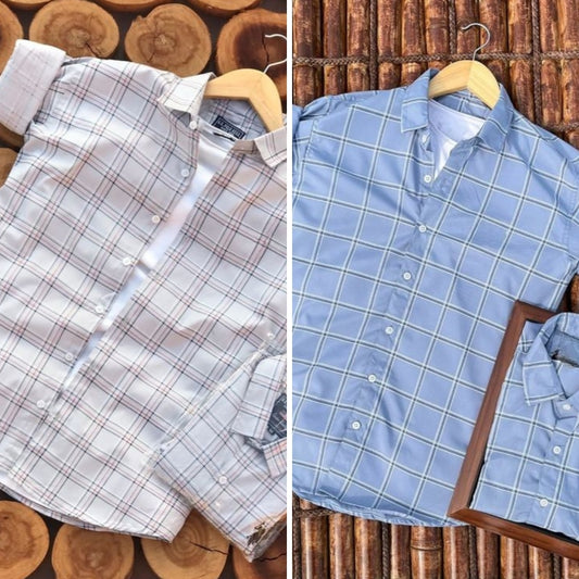 Men's Premium Check Shirt High Quality Combo Pack of 2